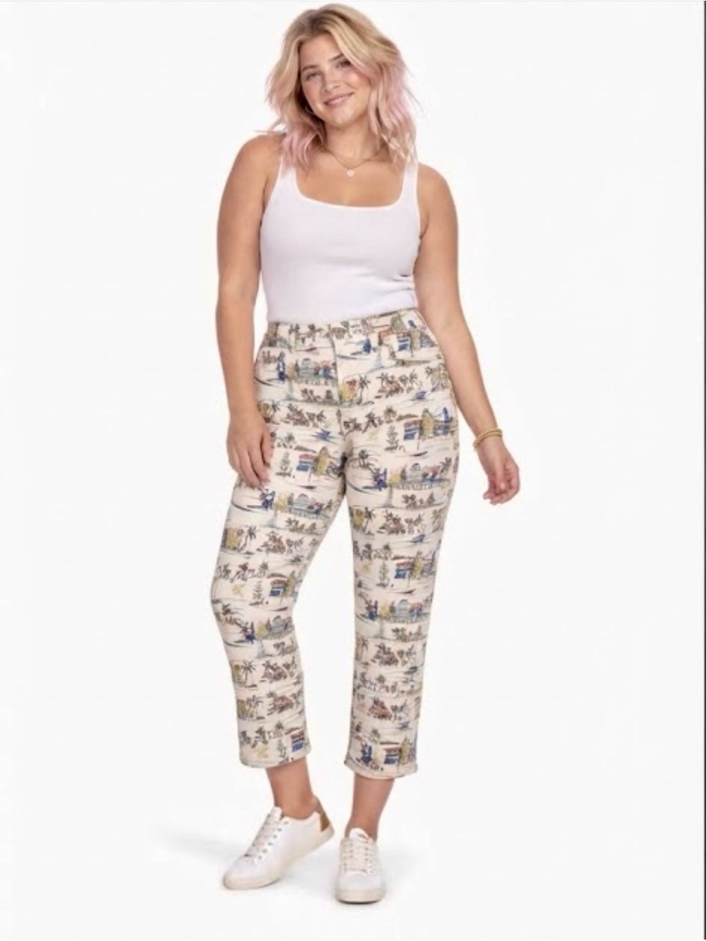 Talbots Coastal Village Print Jegging Crop Pants Sz 12 High Rise Stretch